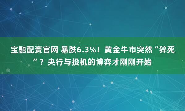宝融配资官网 暴跌6.3%！黄金牛市突然“猝死”？央行与投机的博弈才刚刚开始